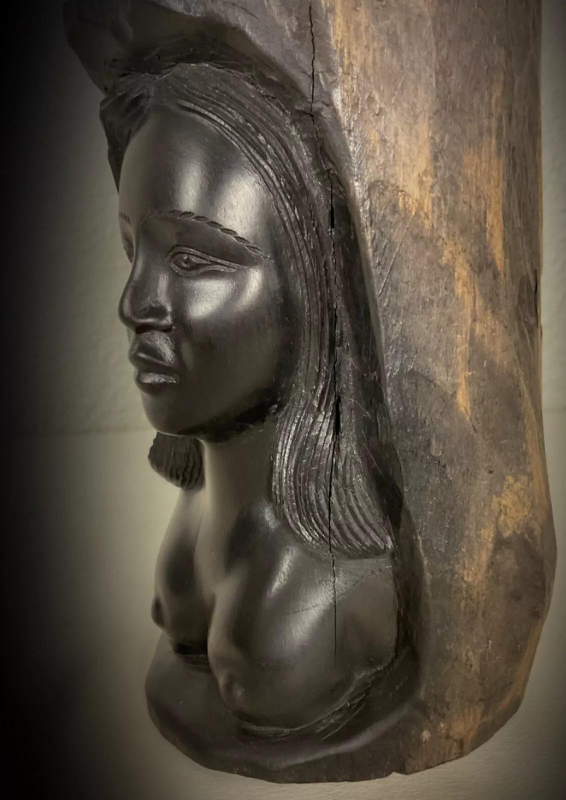 Vintage Malagasy Ebony Wood Nude Woman Sculpture, Handcrafted, 1950s - 2Y412 3