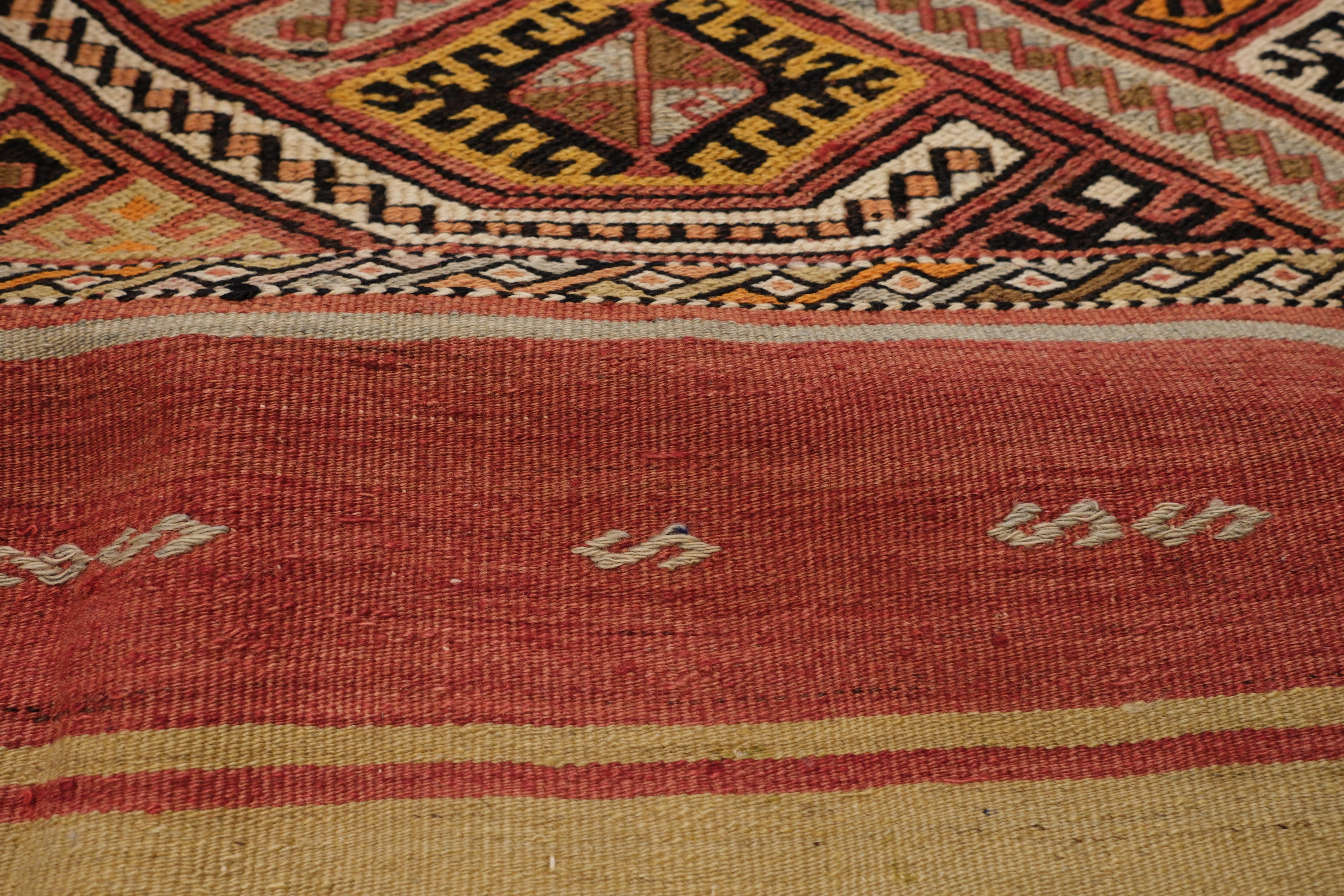 Vintage Malatya Chuval Kilim Cuval Teppich Nomadisch Anatolisch Natürlich Türkisch Teppich (Pflanzlich gefärbt) im Angebot