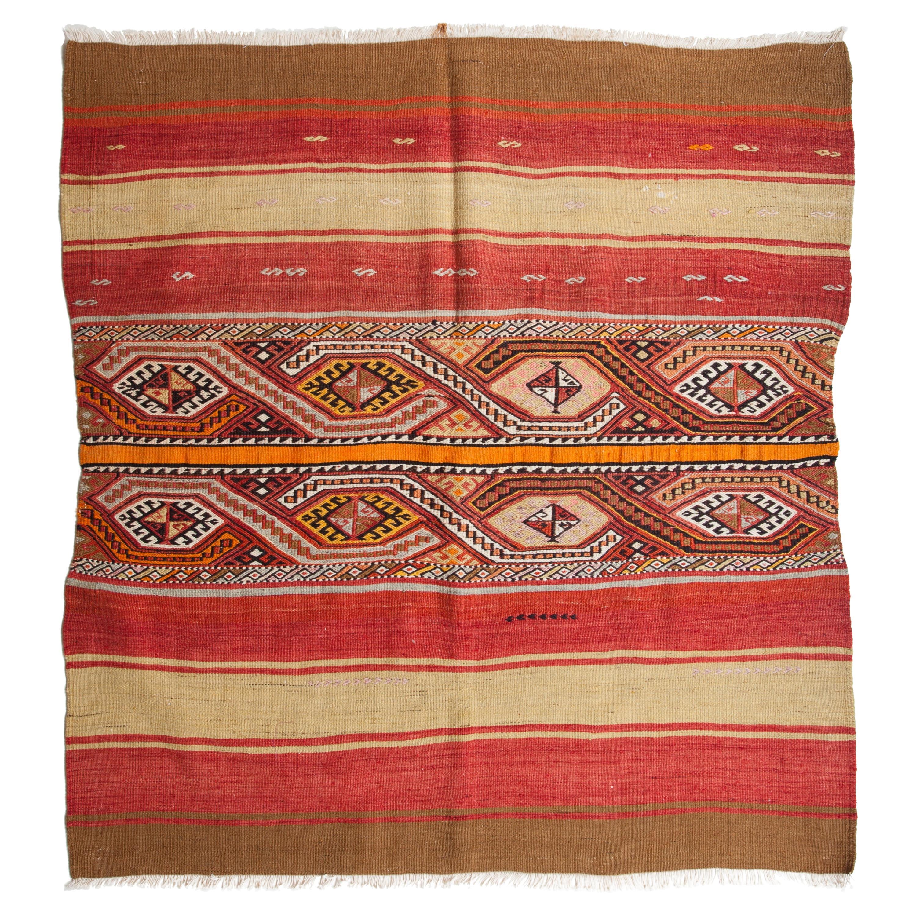 Vintage Malatya Chuval Kilim Cuval Teppich Nomadisch Anatolisch Natürlich Türkisch Teppich im Angebot