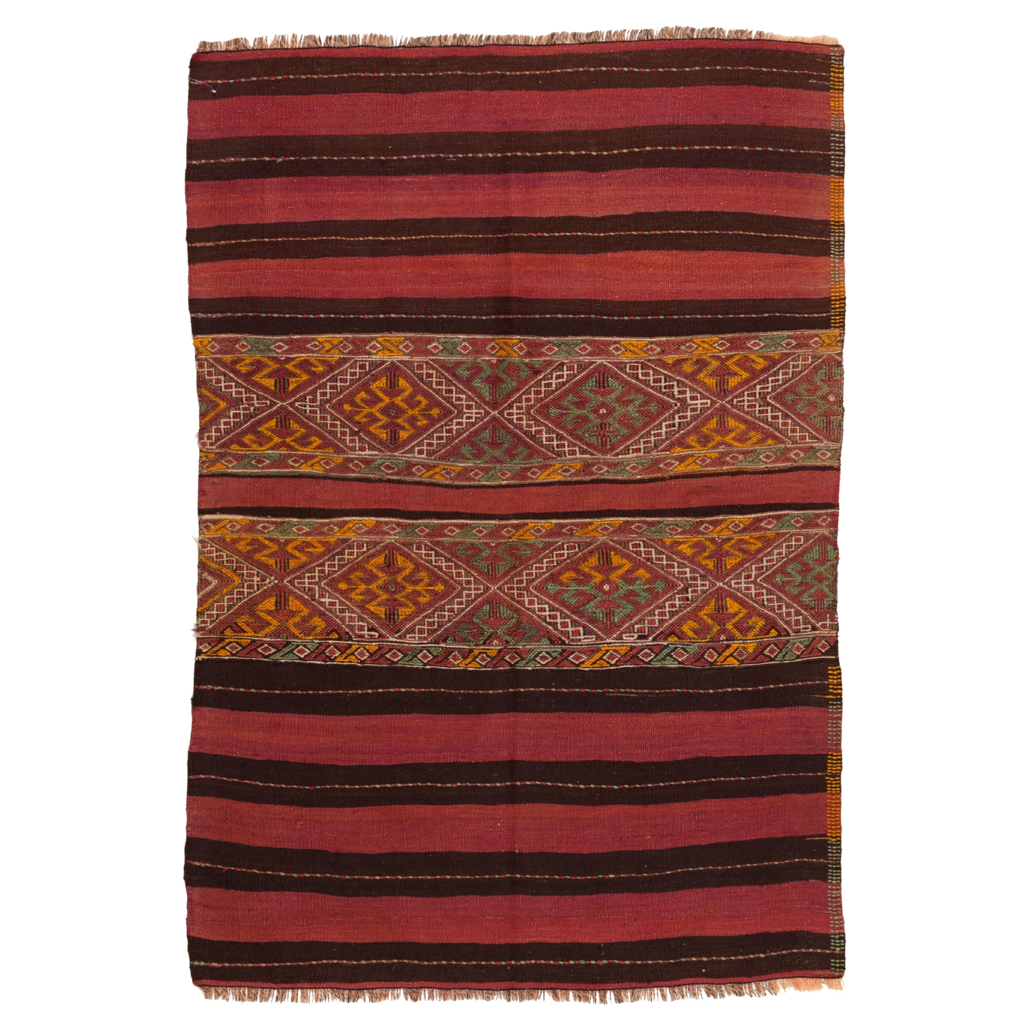 Vintage Malatya Chuval Kilim Cuval Teppich Nomadisch Anatolisch Natürlich Türkisch Teppich
