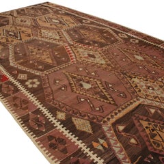 Vintage Malatya Geometric Beige Brown Wool Kilim Rug by Rug & Kilim