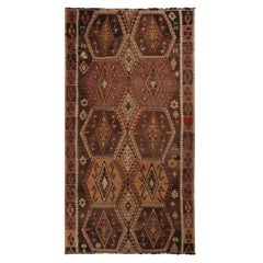 Vintage Malatya Geometric Beige Brown Wool Kilim Rug