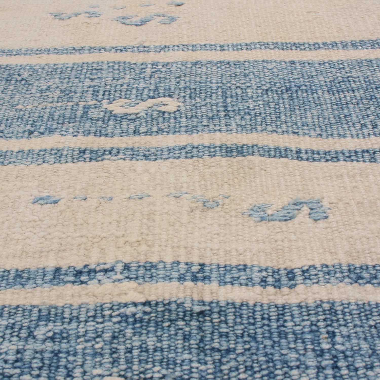 Vintage Malatya Geometric Blue Gray Wool Kilim Runner In Excellent Condition In Long Island City, NY