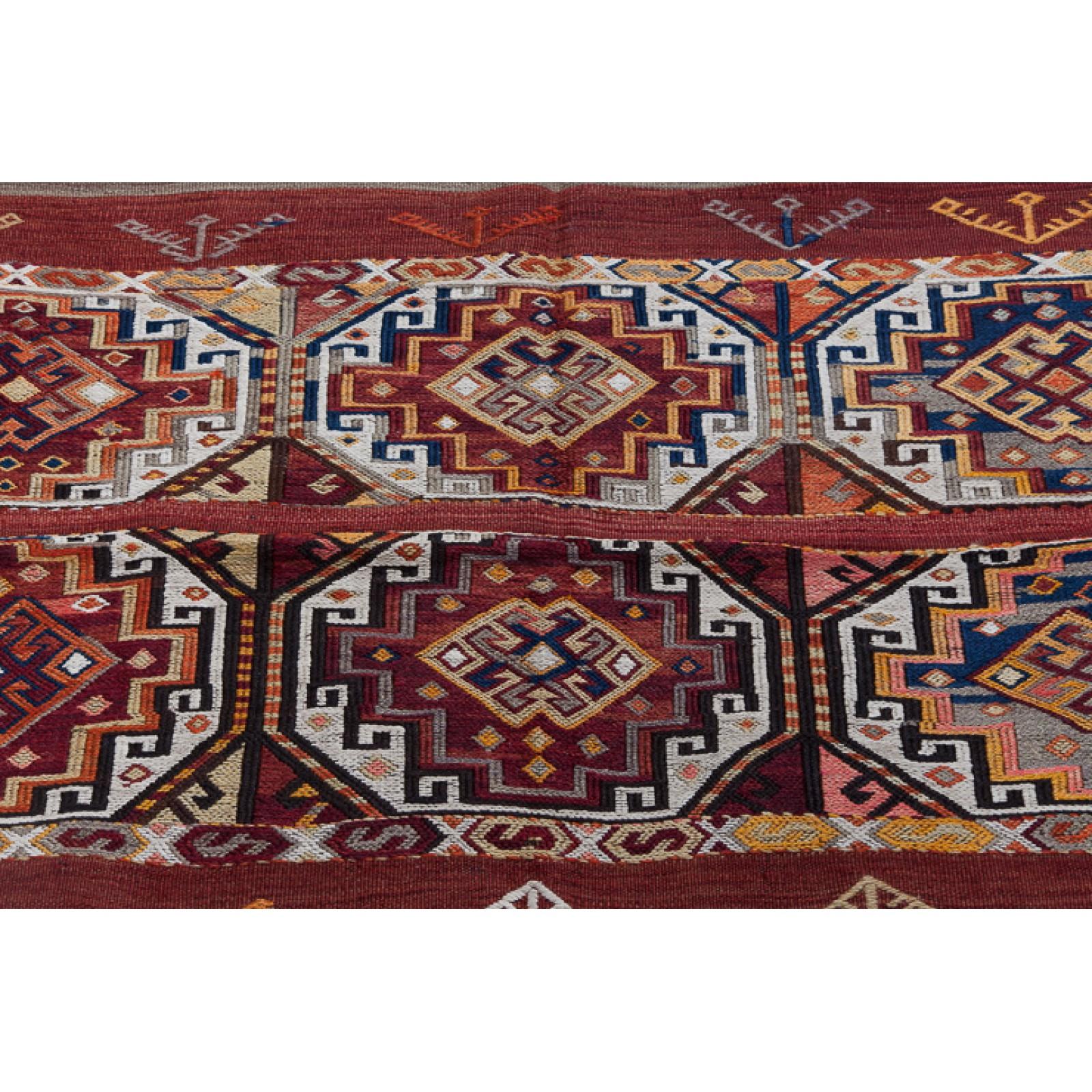 20th Century Vintage Malatya Kilim Cuval Rug Wool Goat Hair Chuval Anatolian Turkish Carpet For Sale