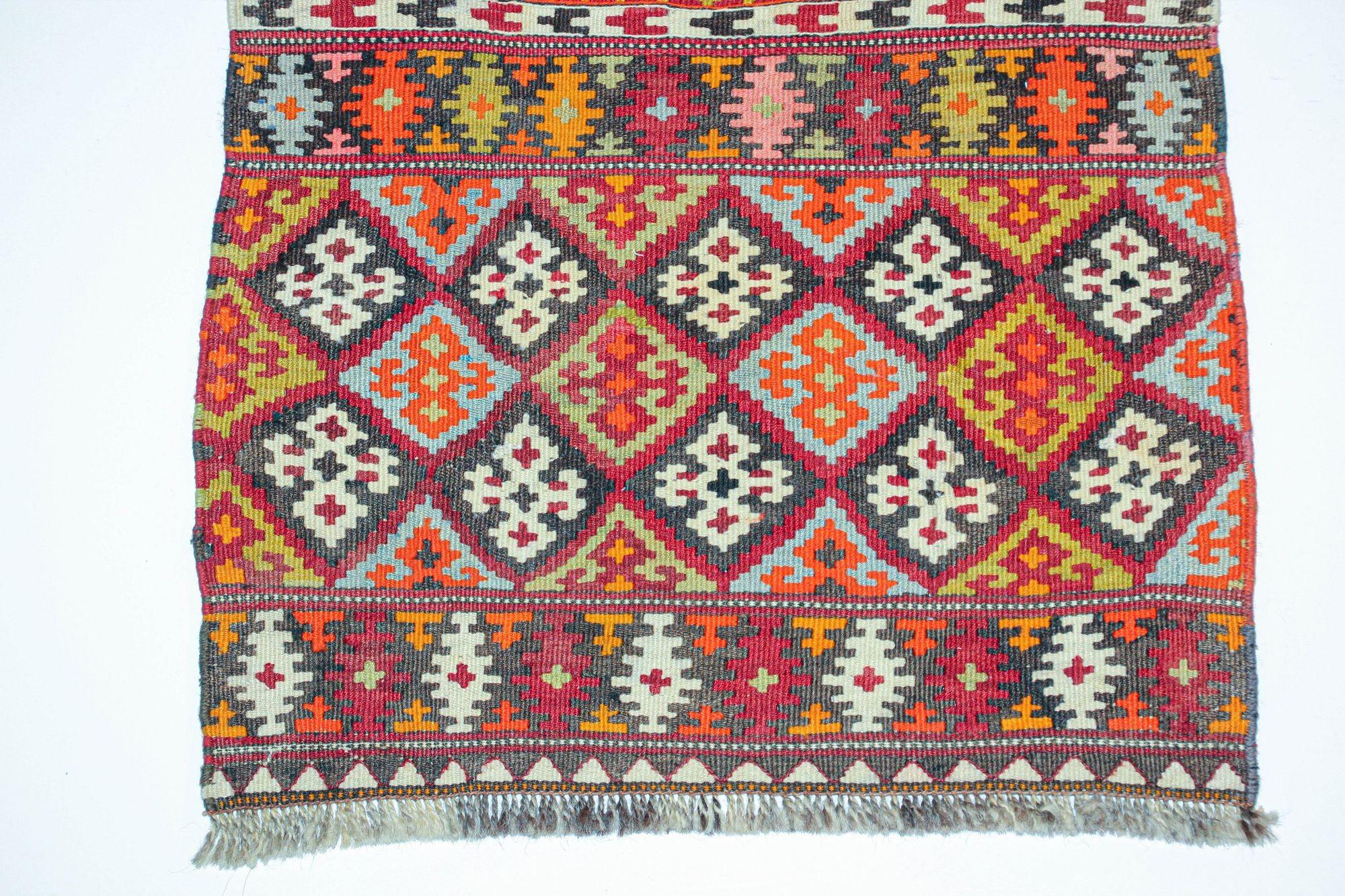 Hand-Crafted Vintage Malatya Kilim South Anatolia Nomadic Rug Turkish Carpet For Sale