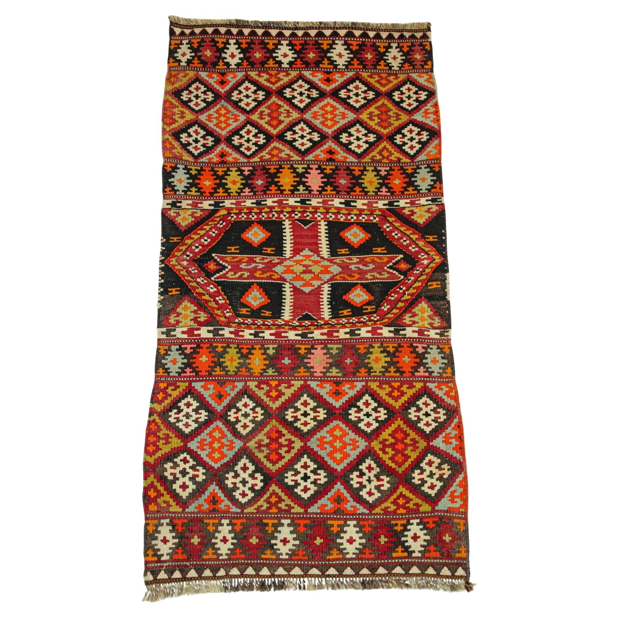 Vintage Malatya Kilim South Anatolia Nomadic Rug Turkish Carpet For Sale