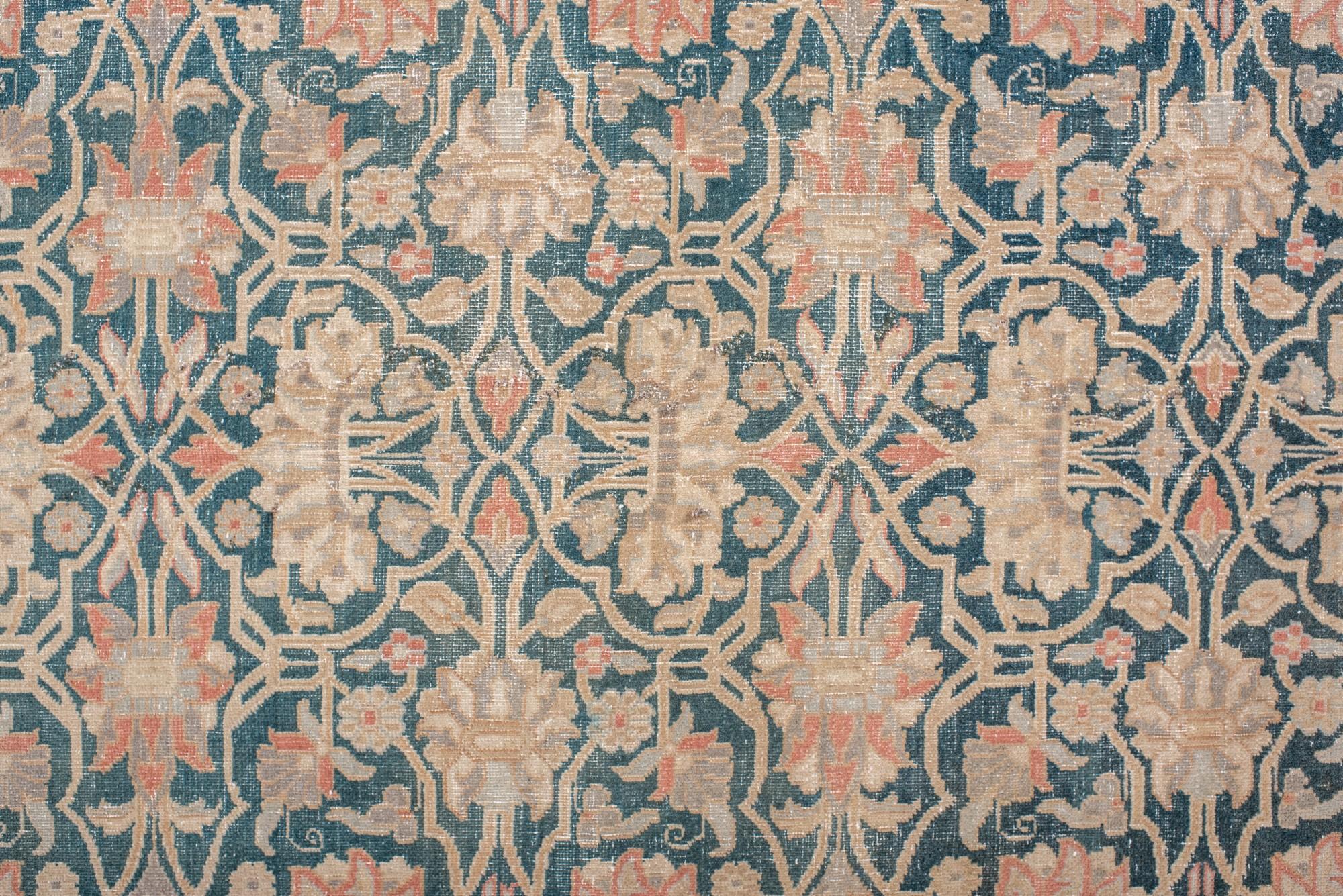 Malayer-Teppich im Vintage-Stil mit Allover-Muster aus Palmetten (Handgeknüpft) im Angebot