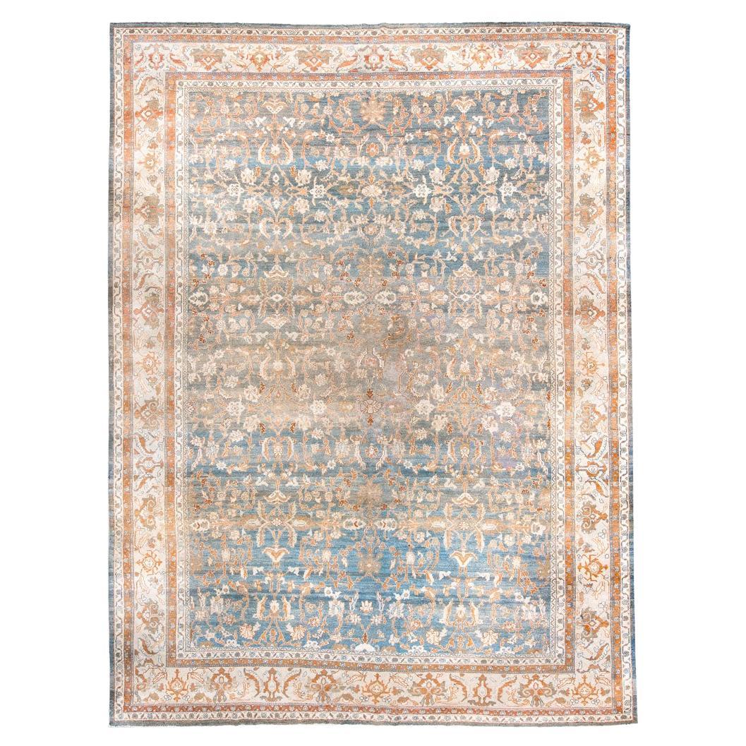 Vintage Malayer Carpet with Light Blue Field and Herati Design