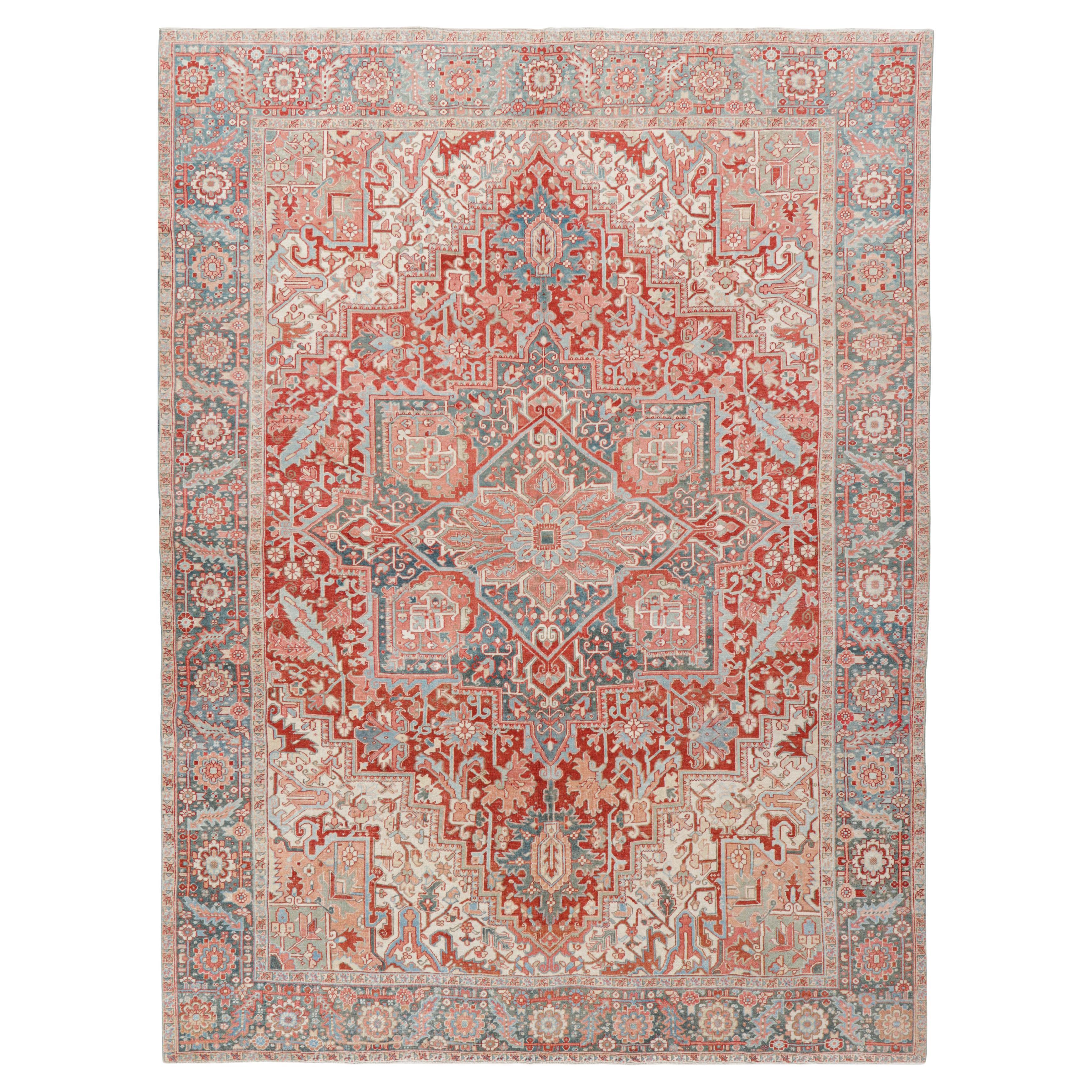 Vintage Malayer Rug in Red and Blue, with Floral Medallion, from Rug & Kilim