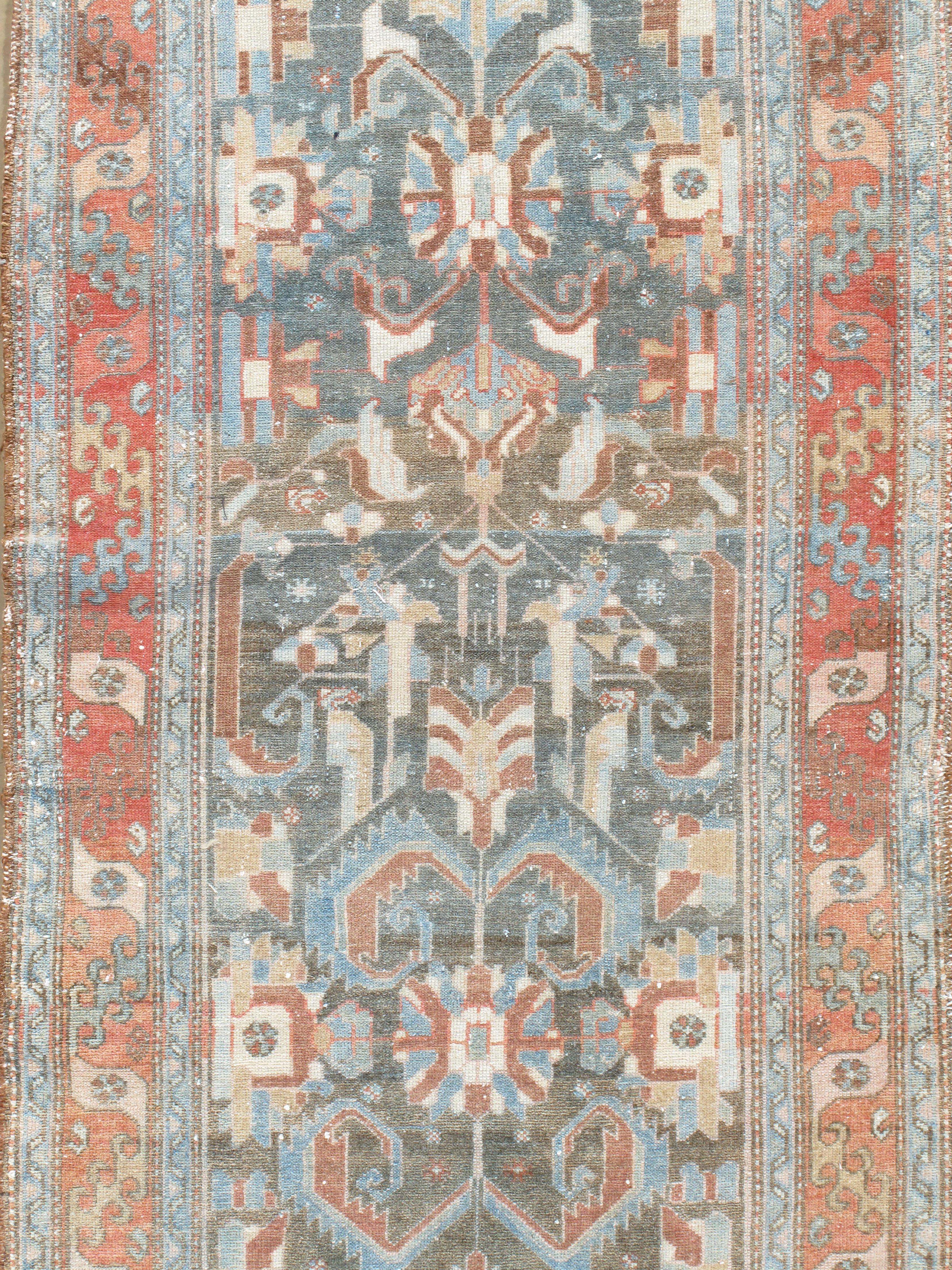 Malayer-Läufer im Vintage-Stil, 3'3 x 12'10 cm im Zustand „Gut“ im Angebot in New York, NY