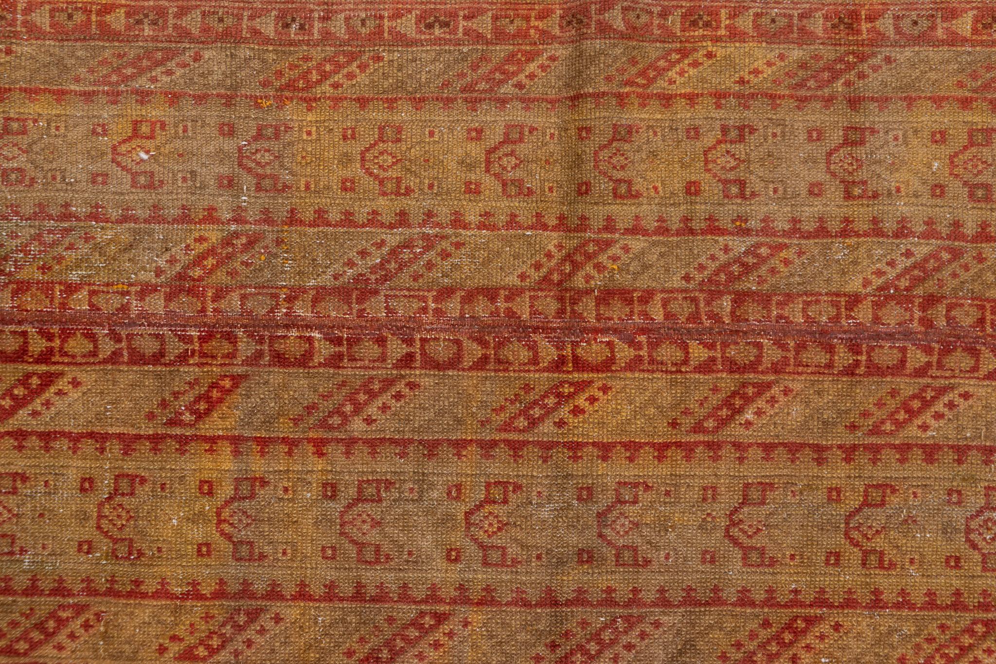 Wool Vintage Malayer Runner in Red and Sun Orange For Sale