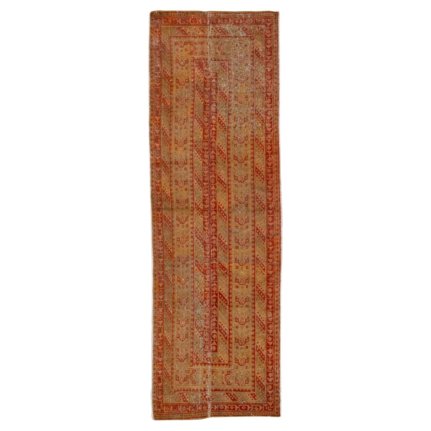 Vintage Malayer Runner in Red and Sun Orange For Sale