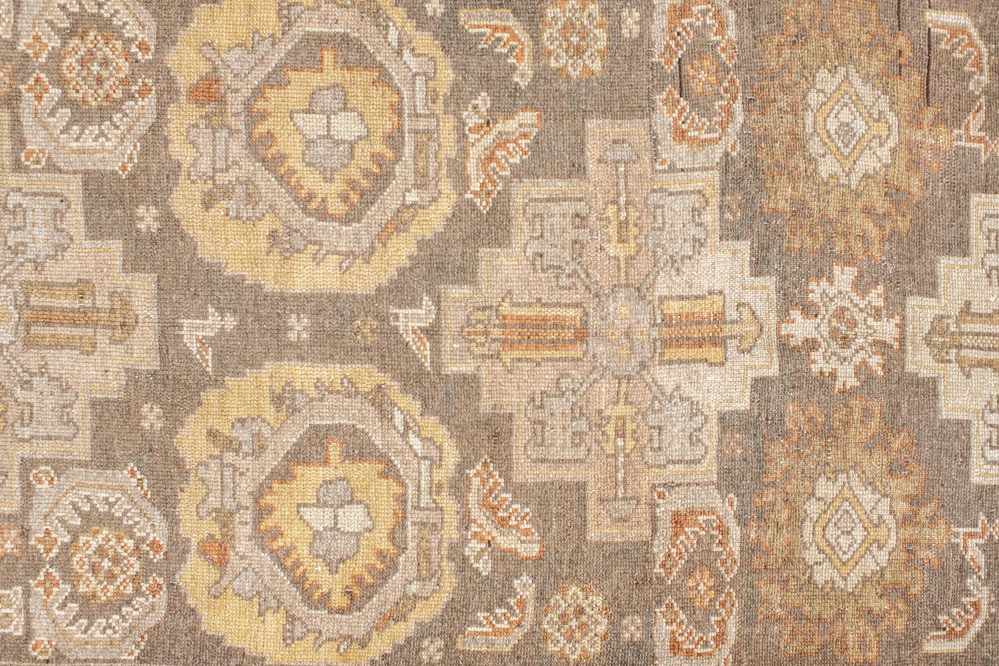 Hand-Knotted Vintage Malayer Runner with an Abrash Field and Palmette and Rosette Design For Sale