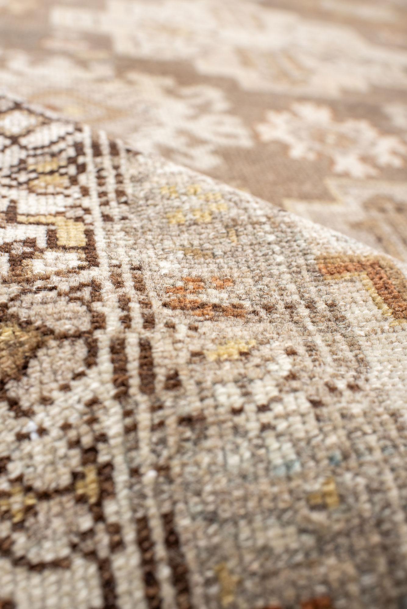 Wool Vintage Malayer Runner with an Abrash Field and Palmette and Rosette Design For Sale