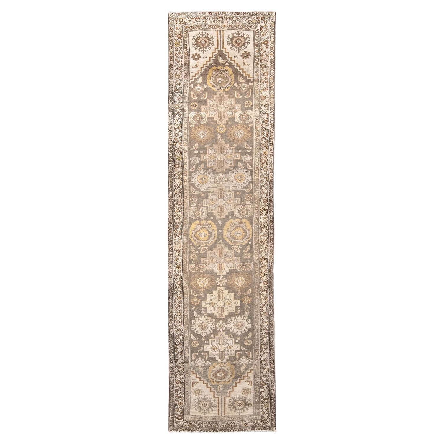 Vintage Malayer Runner with an Abrash Field and Palmette and Rosette Design For Sale