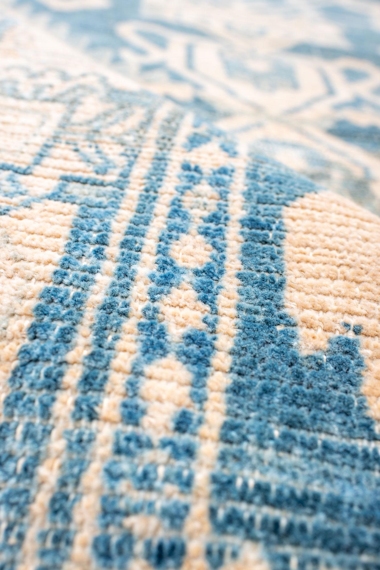 Wool Vintage Malayer Runner with Floral Design and Light Blue Details For Sale