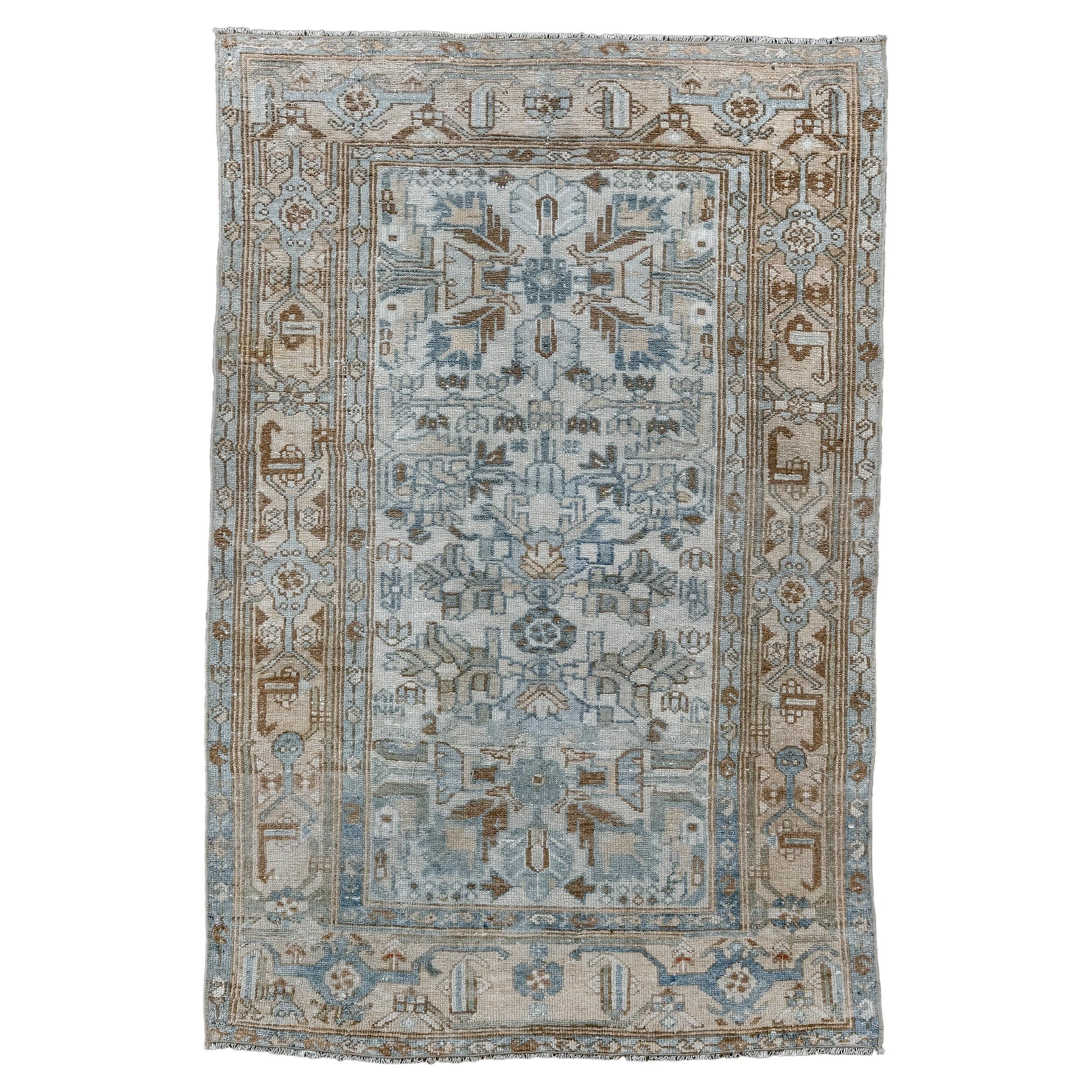 Vintage Malayer with Beige Field and  Blue Designs For Sale