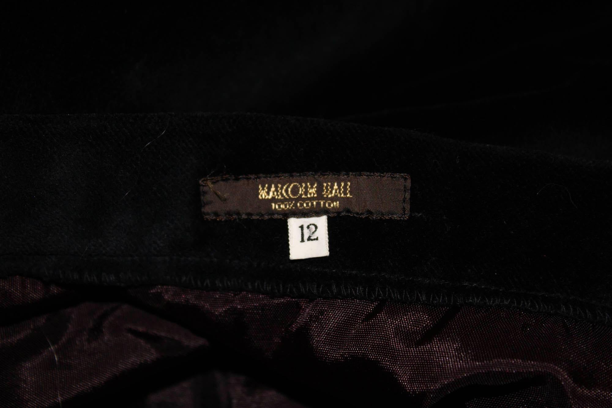Black Vintage Malcolm Hall Velvet Skirt with Diamnte detail For Sale