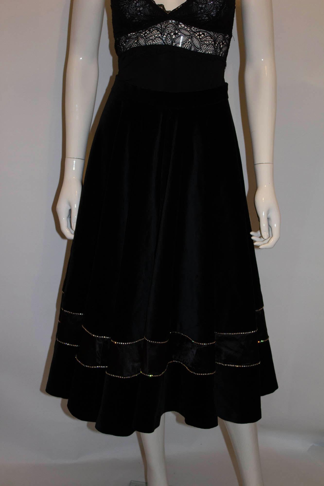 Women's Vintage Malcolm Hall Velvet Skirt with Diamnte detail For Sale