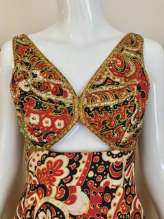 Vintage Malcolm Starr Sleeveless  Paisley Print Cocktail Dress