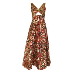 Vintage Malcolm Starr Sleeveless  Paisley Print Cocktail Dress