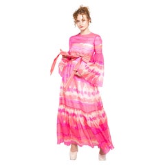 Vintage Malcom Starr Pink Chiffon Bell Sleeve Dress