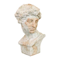 Vintage Male Bust, English, Terracotta, Figure, Neoclassical, David, circa 1950