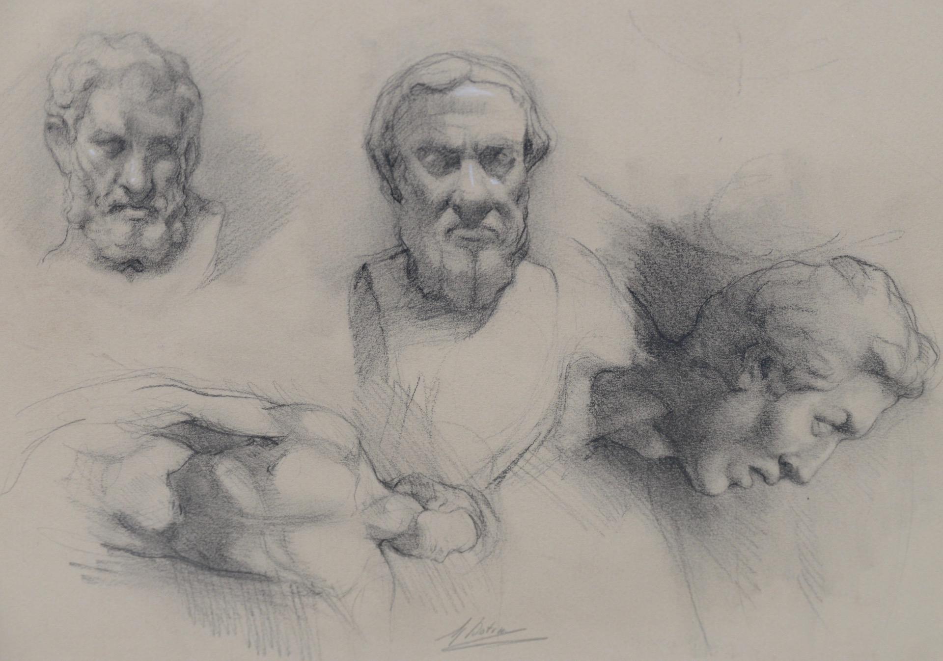 Männliche Porträtstudien in Graphit des Mystery-Künstlers, ca. 1920er Jahre (Sonstiges) im Angebot