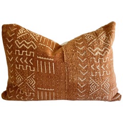 Vintage Mali Mud Cloth Lumbar Pillow with Down Feather Insert