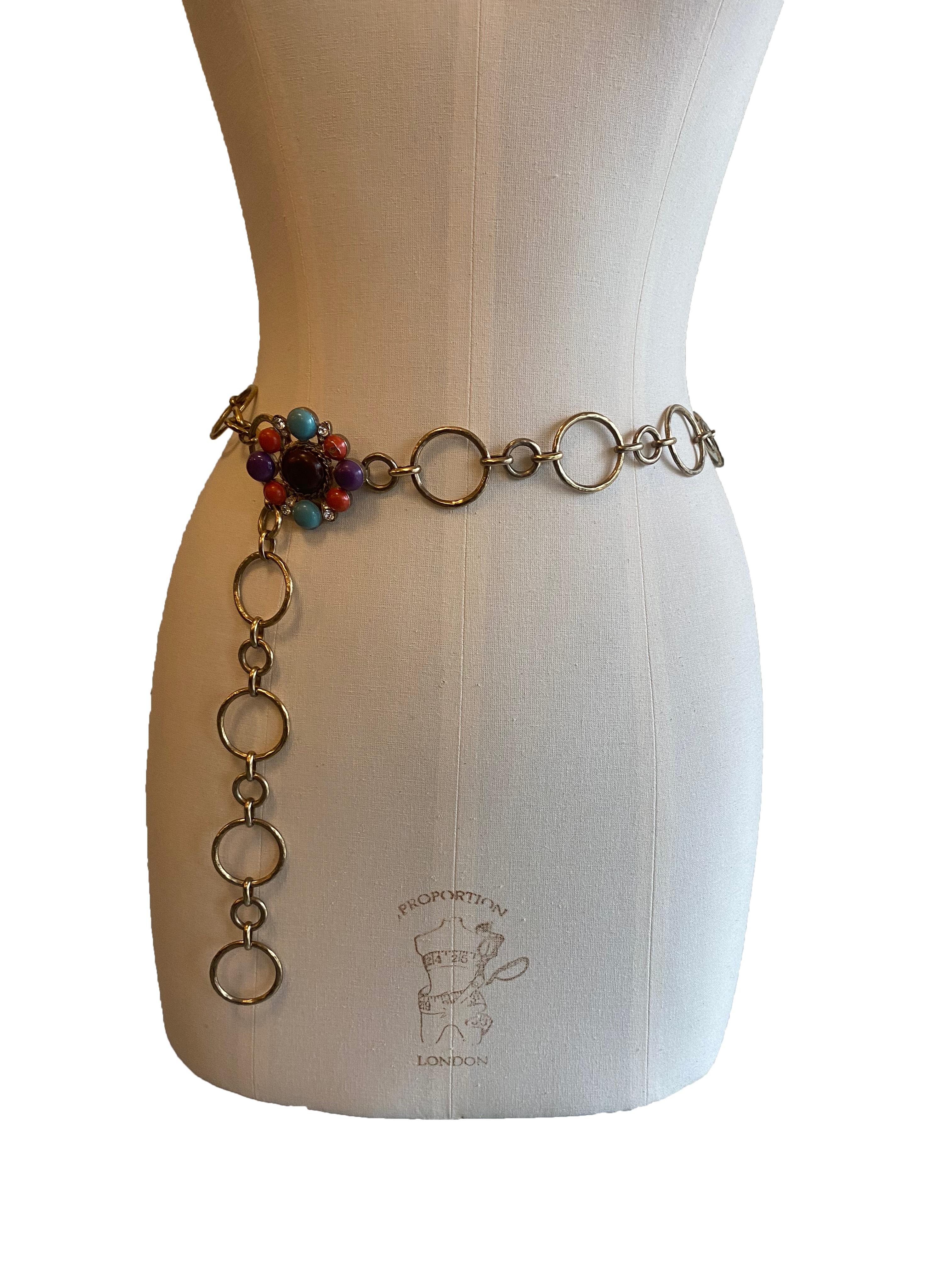 Brown Vintage Maltese Cross Chain Link Belt For Sale