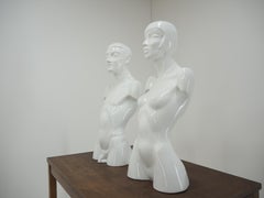 Vintage Man and Woman Porcelain Bust, Sculpture, Italy, 1980s