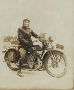 Vintage Man on Motorcycle Photograph