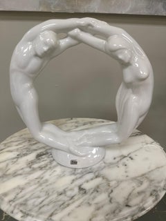Vintage Man / Woman Lovers Circular Stucco Sculpture