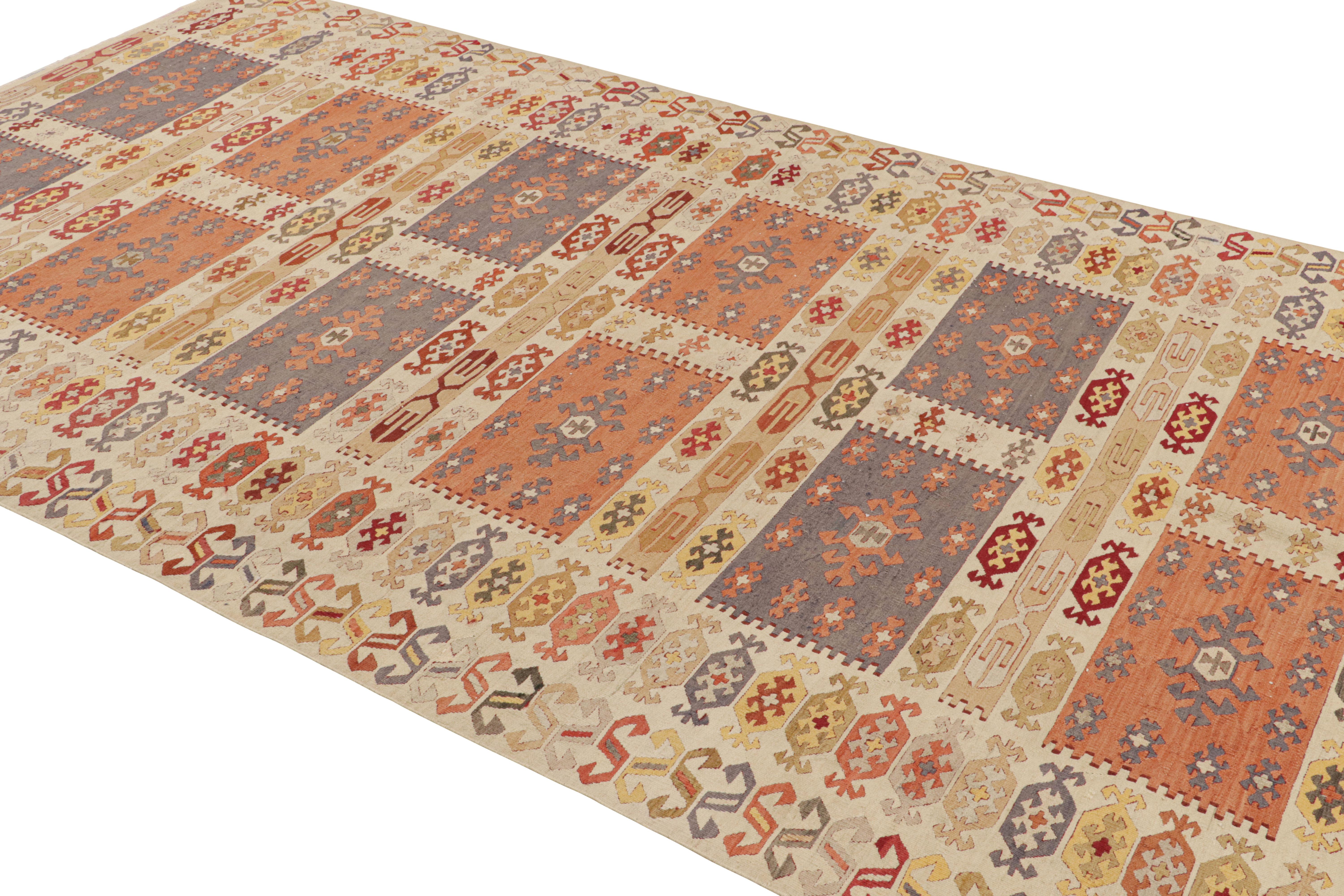 Turkish Vintage Manastir Kilim Rug in Beige All over Geometric Pattern by Rug & Kilim For Sale