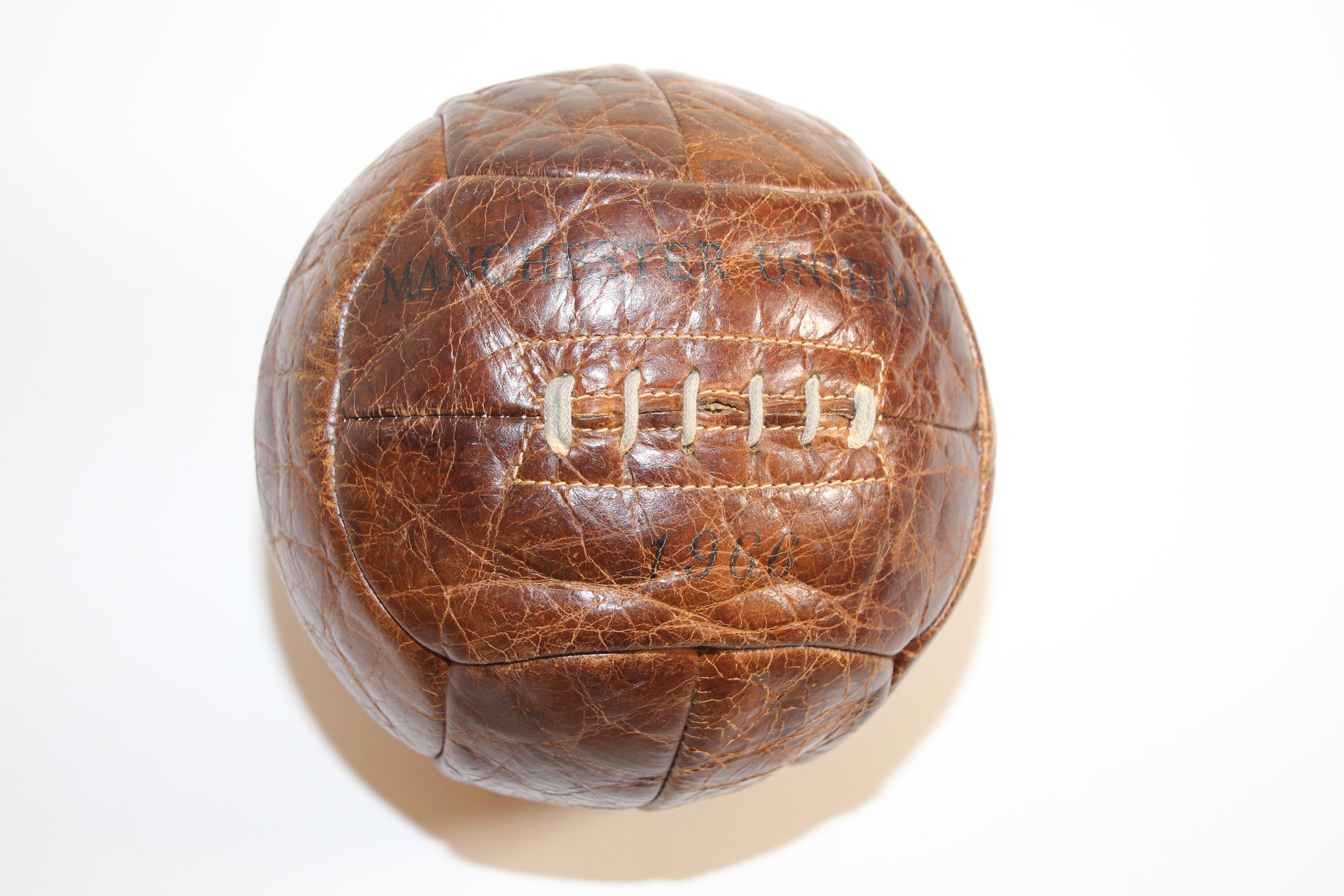 Vintage Manchester United Football Collector Leather Ball, 1966 1