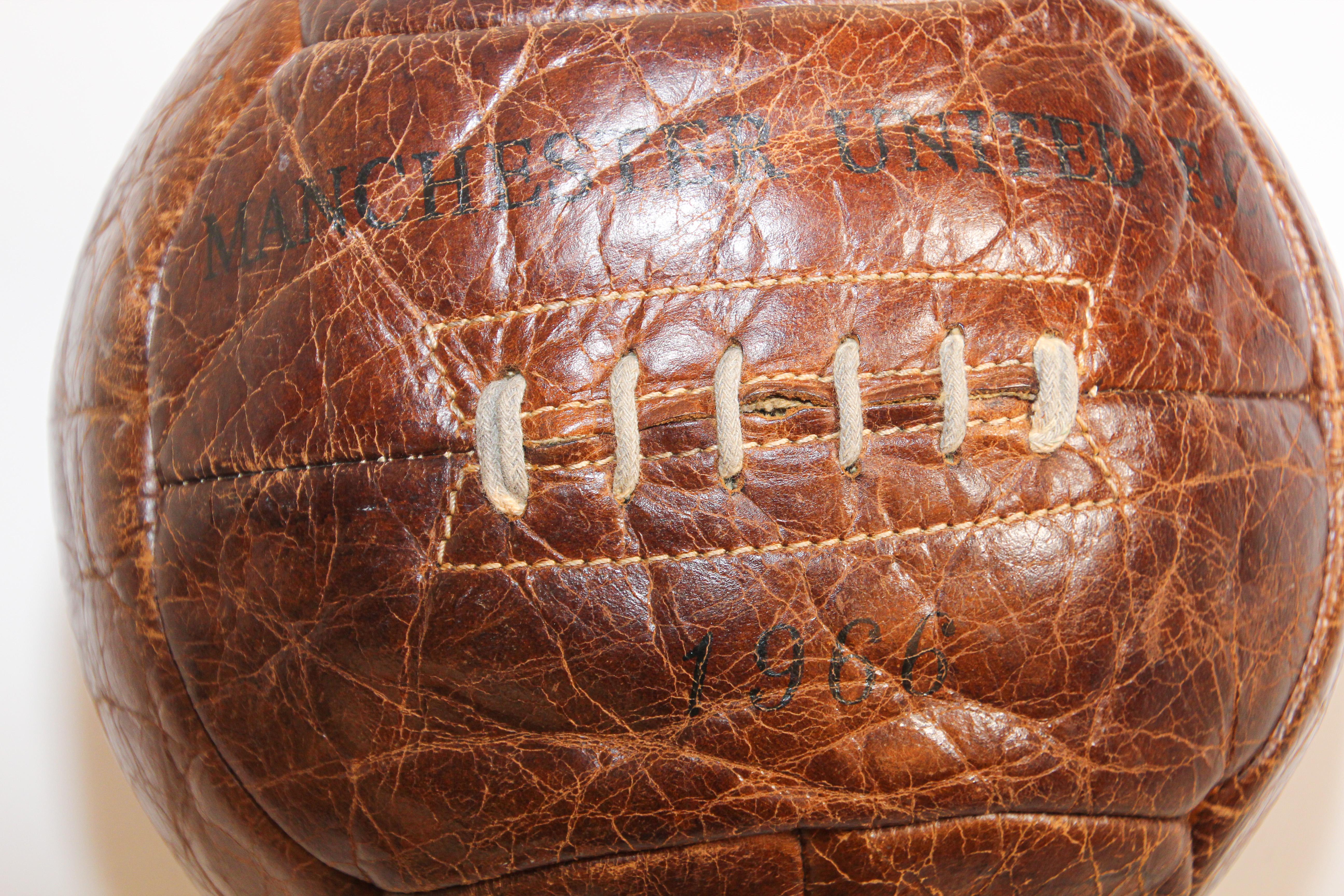 Vintage Manchester United Football Collector Leather Ball, 1966 4