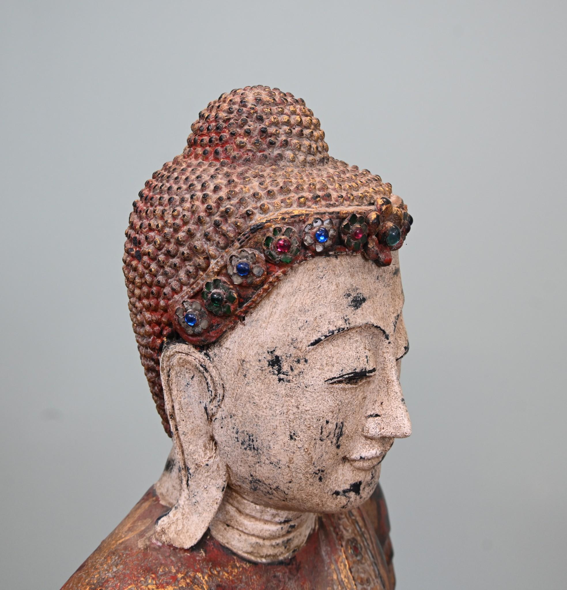 Mandalay-Buddha-Statue im Vintage-Stil, stehende burmesische buddhistische Kunst 1930 im Zustand „Gut“ in Potters Bar, GB