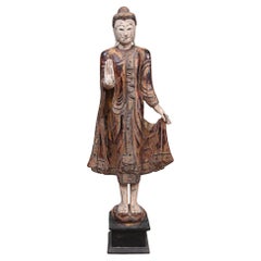 Vintage Mandalay Buddha Statue Standing Burmese Buddhist Art 1930