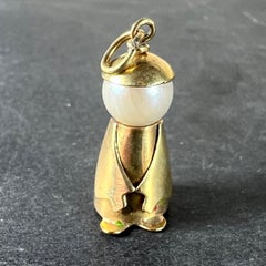 Ciondolo con perla coltivata d'epoca Mandarino cinese uomo in oro giallo 14K