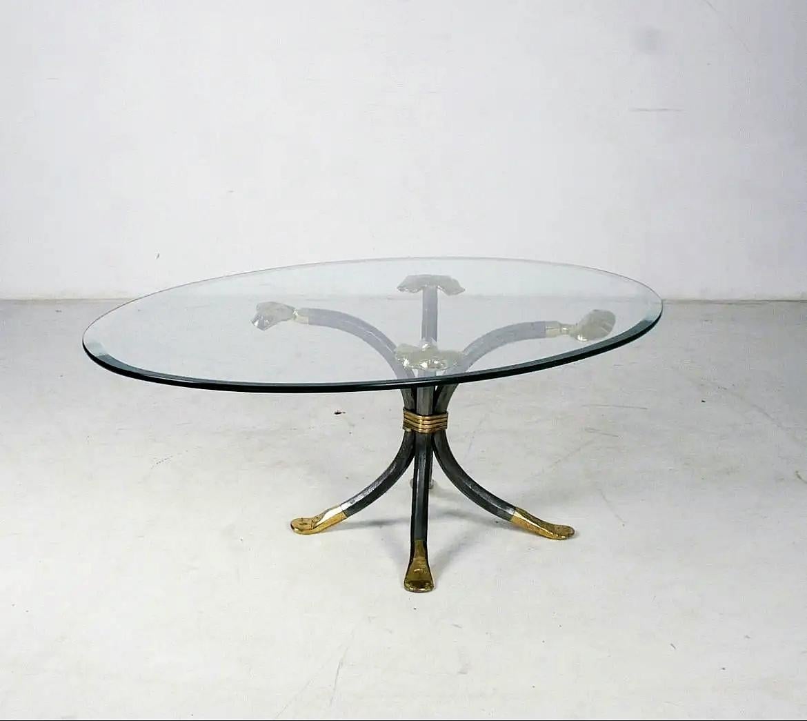 Moderne Table basse vintage Manfred Bredohl en laiton et fer Allemagne des années 1970 en vente