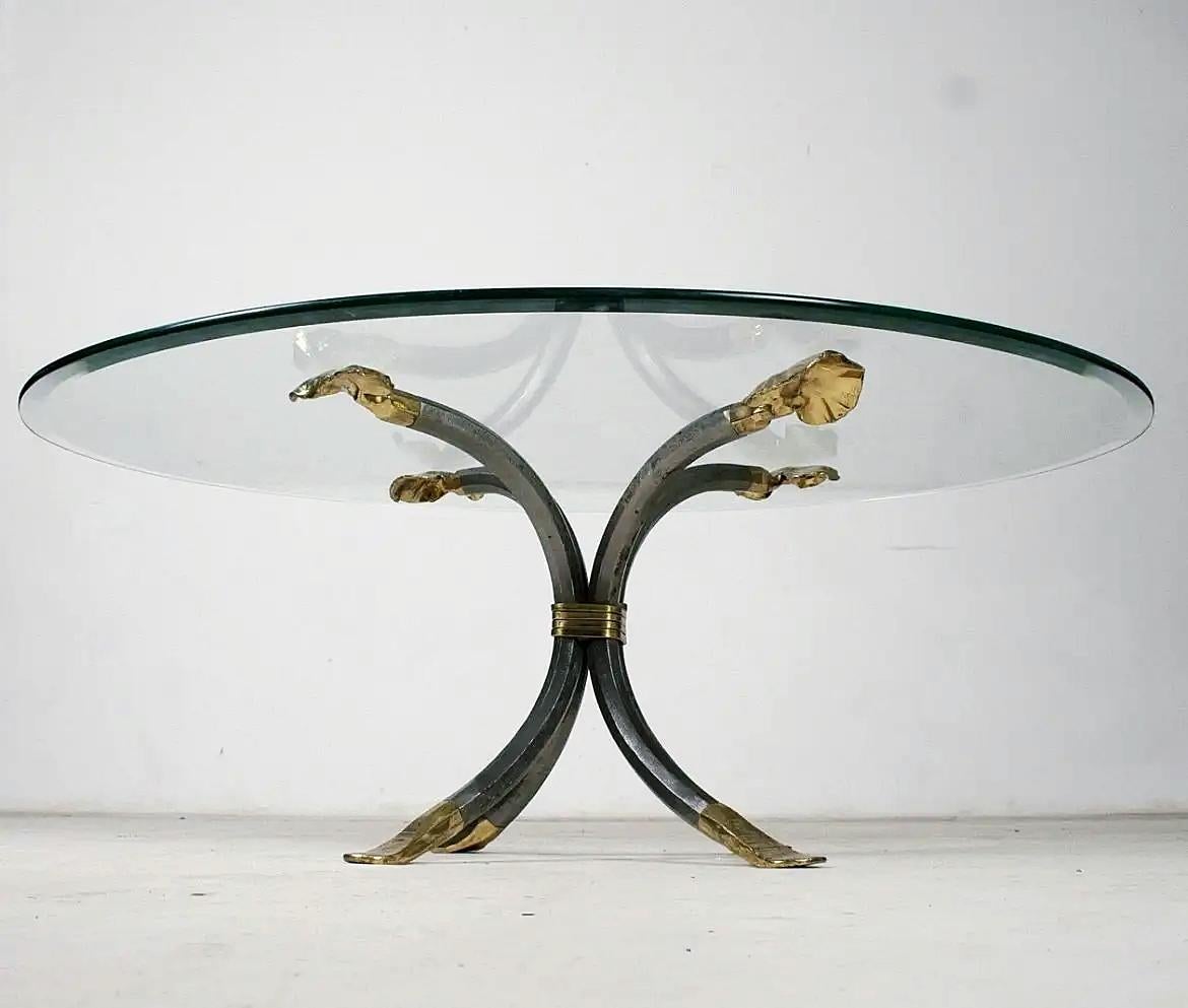 Allemand Table basse vintage Manfred Bredohl en laiton et fer Allemagne des années 1970 en vente