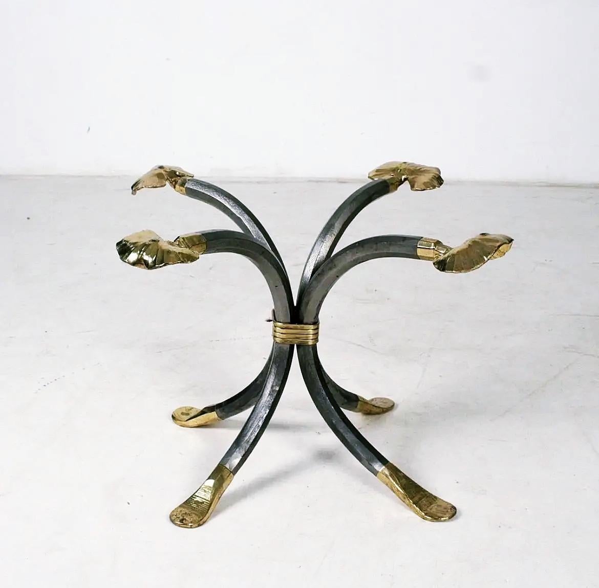 Table basse vintage Manfred Bredohl en laiton et fer Allemagne des années 1970 Bon état - En vente à Debrecen, HU