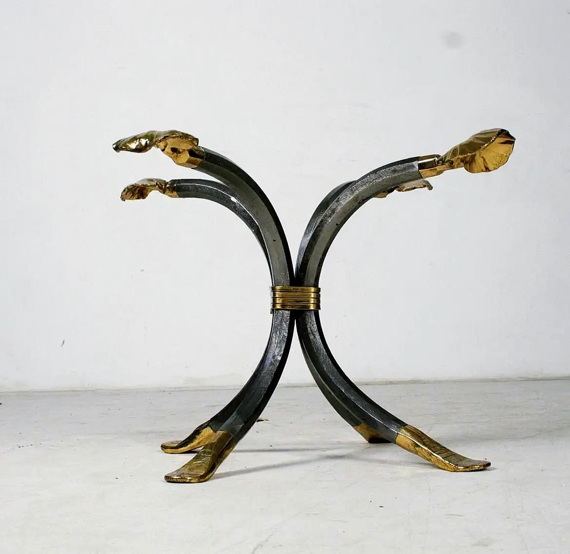 Fin du 20e siècle Table basse vintage Manfred Bredohl en laiton et fer Allemagne des années 1970 en vente