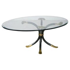 Table basse vintage Manfred Bredohl en laiton et fer Allemagne des années 1970