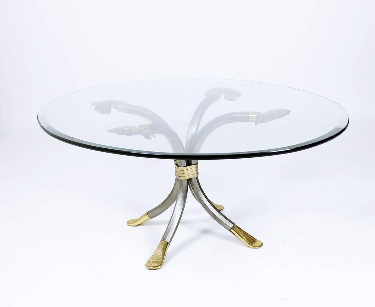 Regency Vintage 'Manfred Bredohl Brass and Iron Coffee Table Germany, 1970