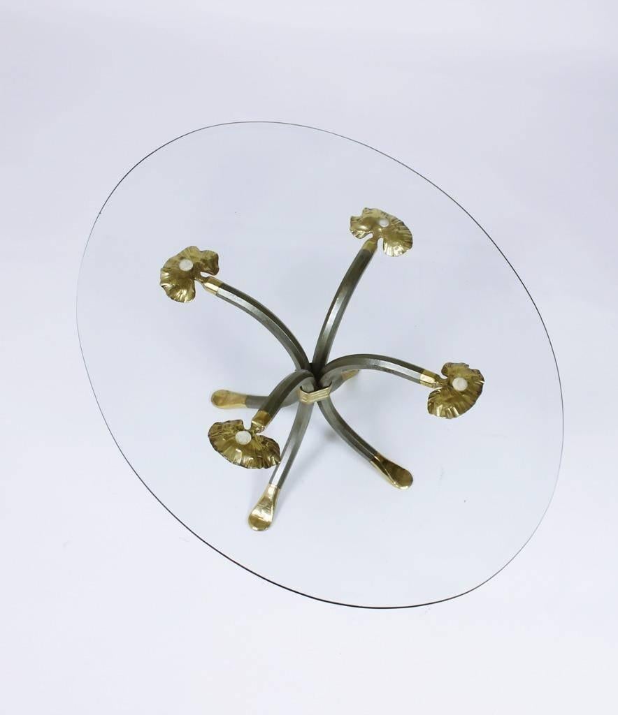 Hammered Vintage 'Manfred Bredohl Brass and Iron Coffee Table Germany, 1970
