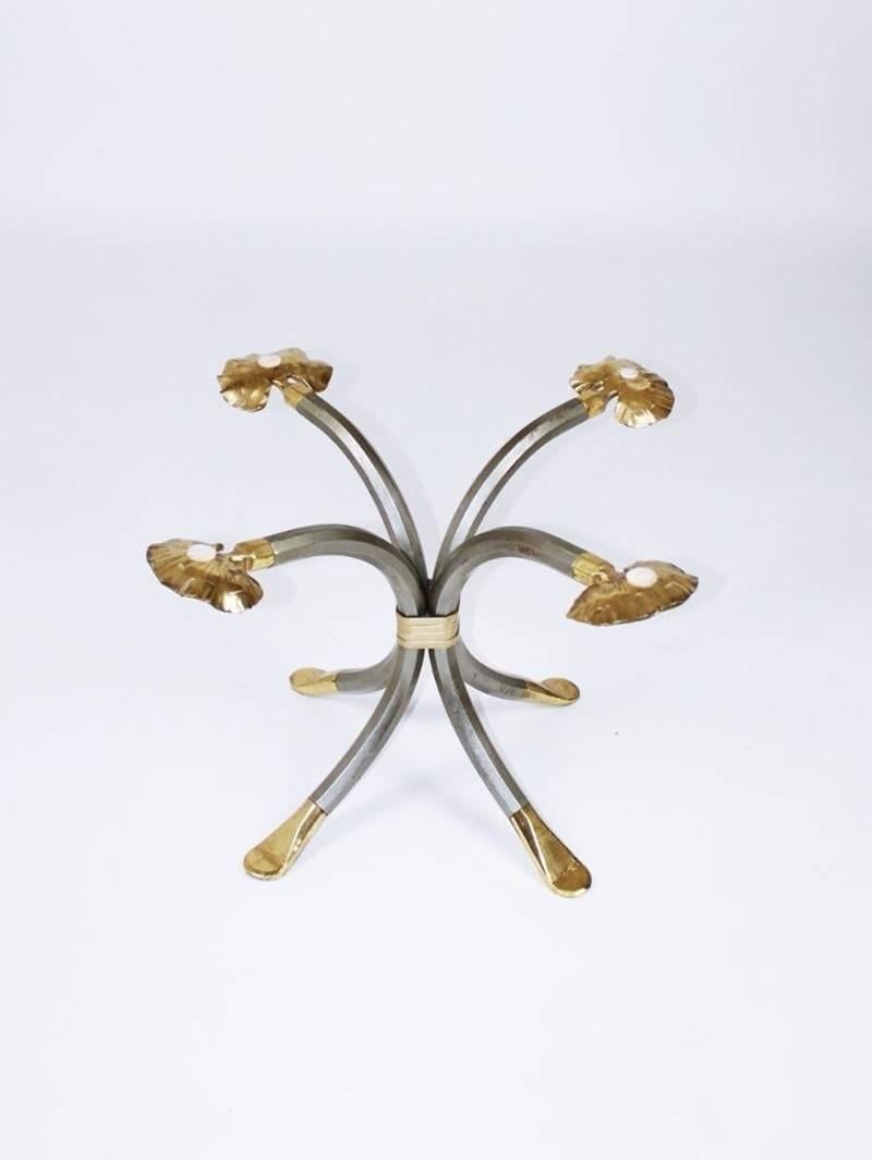 Vintage 'Manfred Bredohl Brass and Iron Coffee Table Germany, 1970 In Good Condition In Debrecen-Pallag, HU