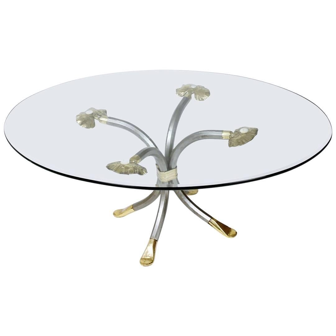 Vintage 'Manfred Bredohl Brass and Iron Coffee Table Germany, 1970