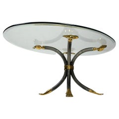 Vintage 'Manfred Bredohl Brass and Iron Coffee Table Germany, 1970