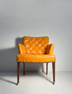 Vintage Mango Leather Armchair / manner of Parzinger / Dunbar